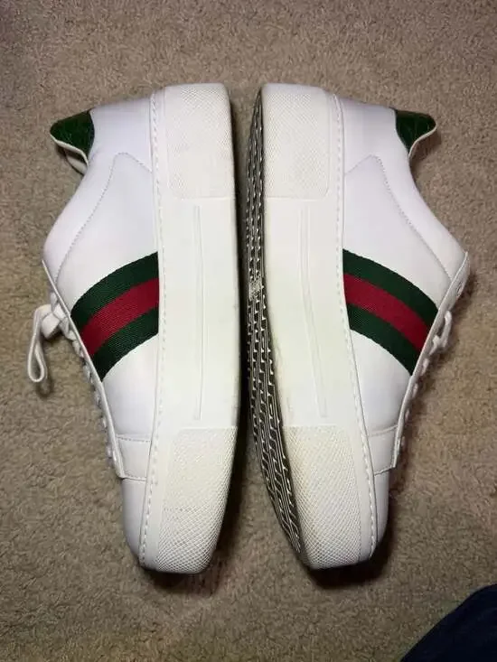 Gucci Women's Ace Platform Sneakers with Web Stripe and Green Croc Trim size 40 - Picture 5 of 8